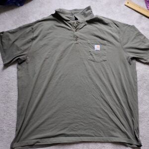 Carhartt Sz 4XL Loose Fit Polo Shirt W Pocket Short Sleeve Olive Green Workshirt